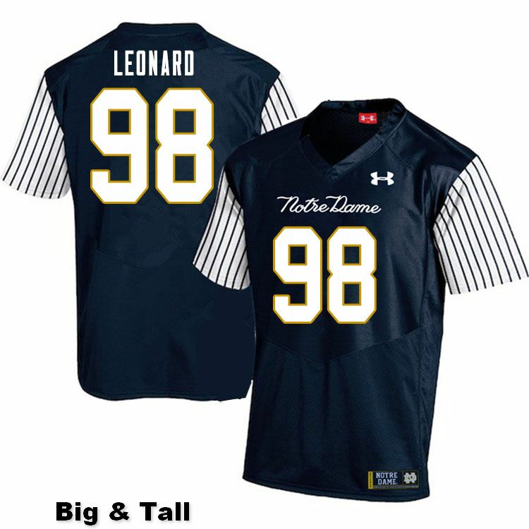 Men's NCAA Notre Dame Fighting Irish #98 Harrison Leonard Stitched College Under Armour Authentic Navy Big & Tall Alternate Football Jersey JF10G68WU